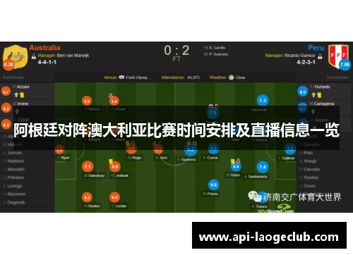 阿根廷对阵澳大利亚比赛时间安排及直播信息一览 阿根廷对阵澳大利亚比赛时间安排及直播信息一览